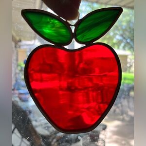 Red or Green Stained Glass Apple Suncatcher